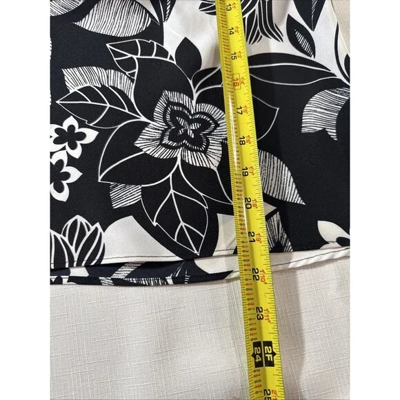 Daisy Fuentes Floral Tie Scoop Neck Sleeveless Blouse In Black And White Size M - Picture 10 of 10